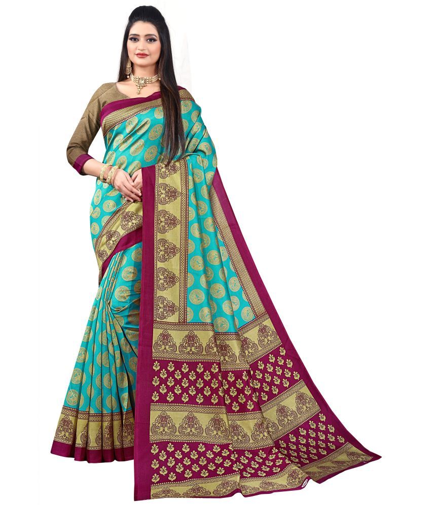     			Saadhvi Net Cut Outs Saree With Blouse Piece - Blue ( Pack of 1 )