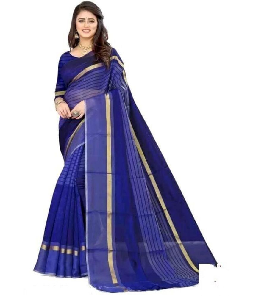     			Saadhvi Net Cut Outs Saree With Blouse Piece - BLue ( Pack of 1 )