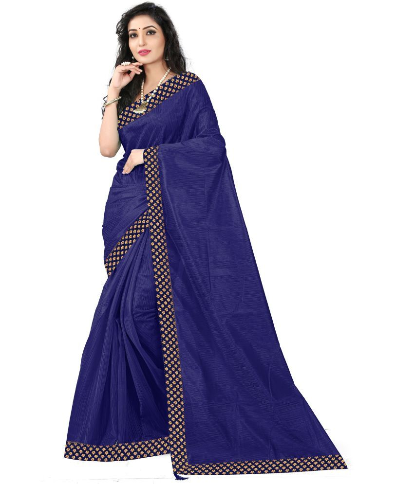     			Saadhvi Net Cut Outs Saree With Blouse Piece - Blue ( Pack of 1 )