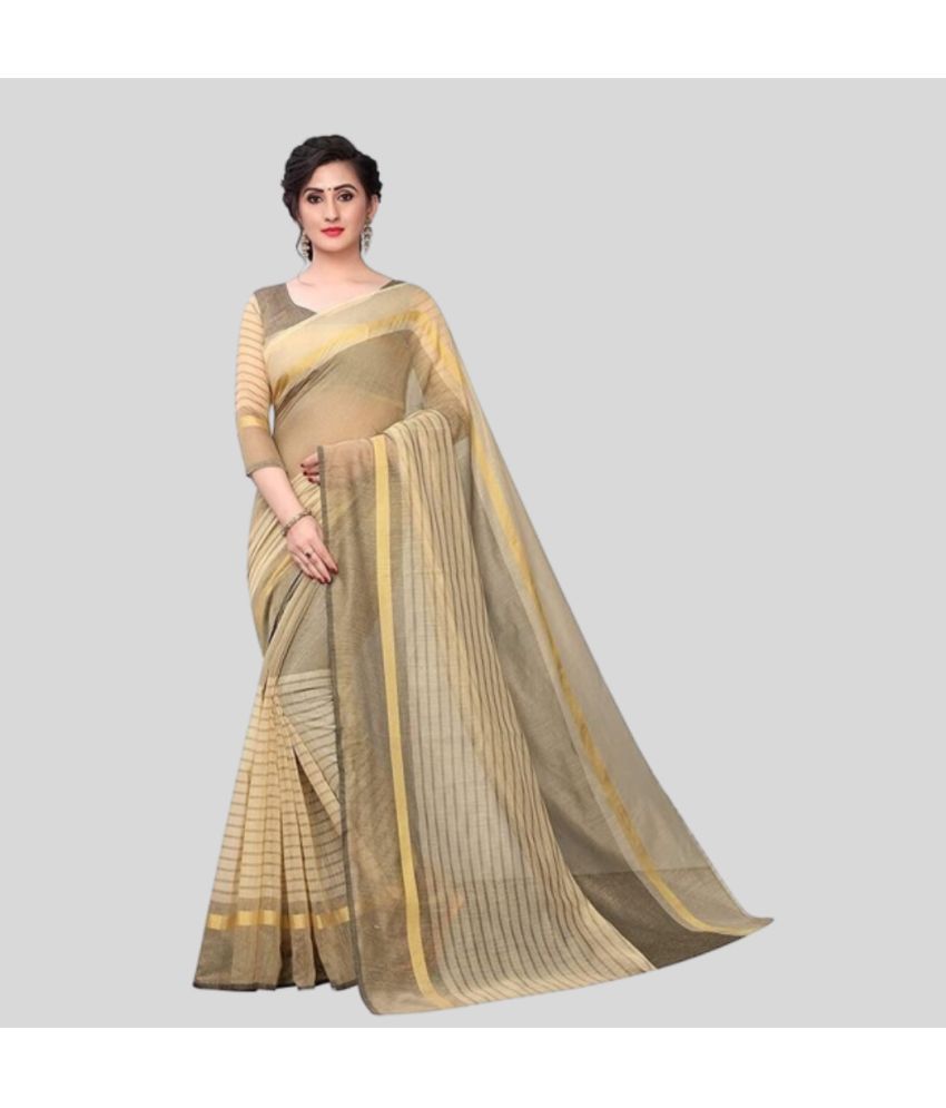     			Saadhvi Net Cut Outs Saree With Blouse Piece - Beige ( Pack of 1 )