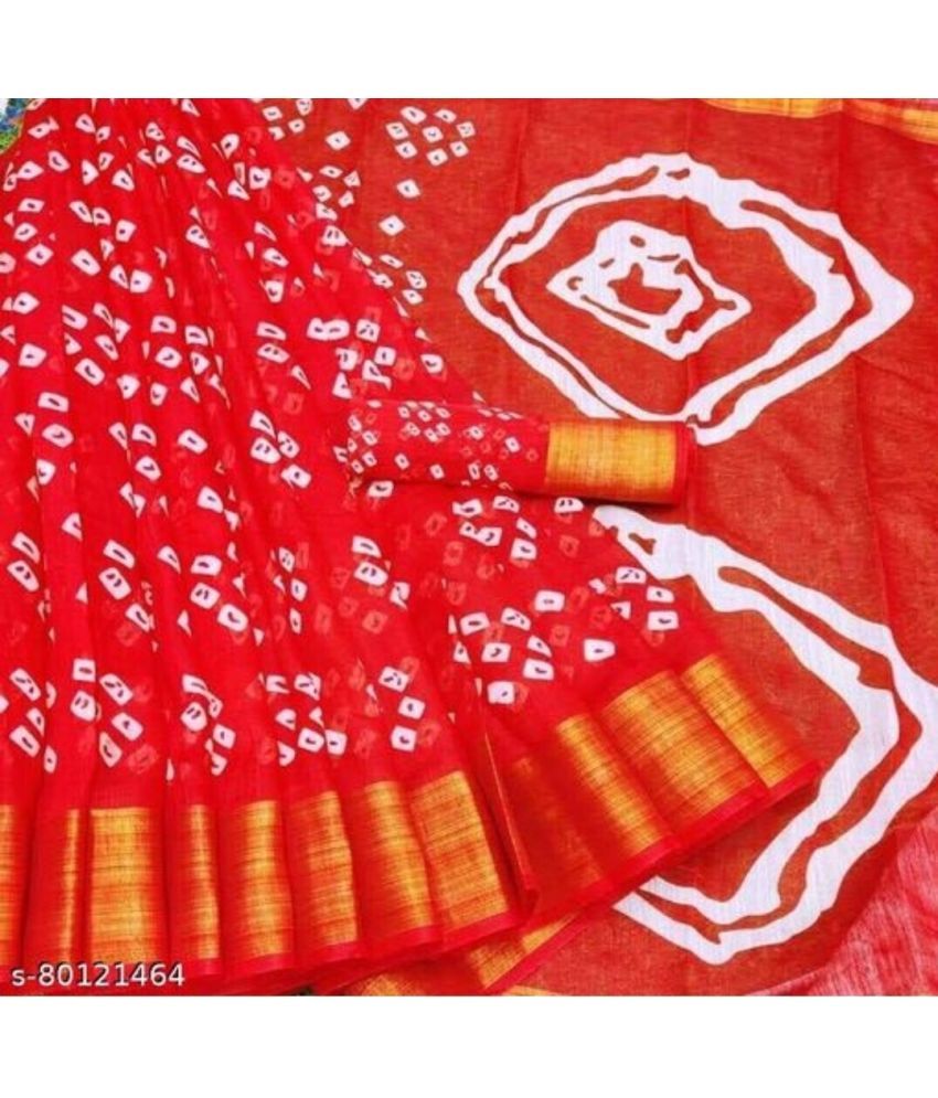     			Saadhvi Net Cut Outs Saree With Blouse Piece - Red ( Pack of 1 )