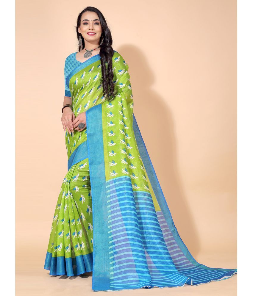     			Saadhvi Net Cut Outs Saree With Blouse Piece - Blue ( Pack of 1 )