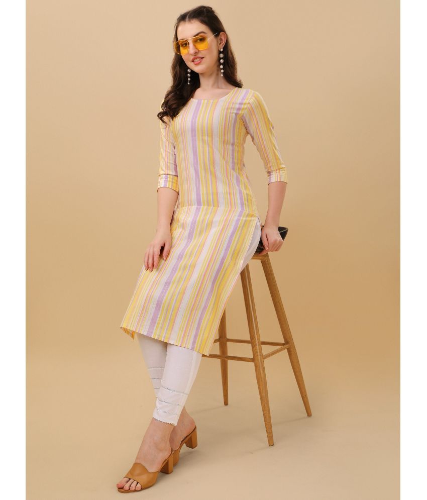     			TRAHIMAM Cotton Striped Kurti With Pants Women's Stitched Salwar Suit - Multicolor ( Pack of 1 )