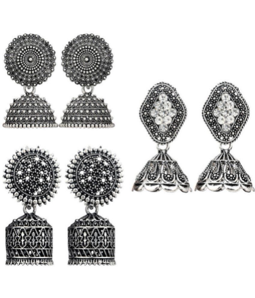     			Thrillz Silver Jhumki Earrings ( Pack of 3 )