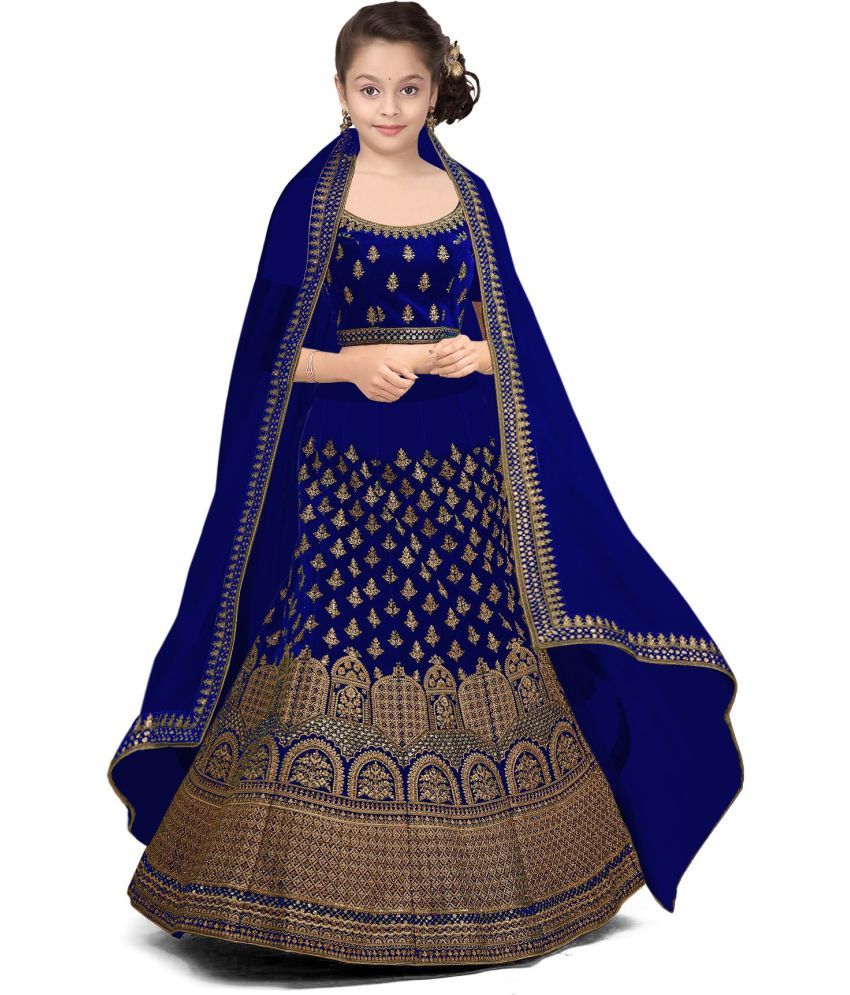     			Trijal Fab Light Blue Silk Girls Lehenga Choli Set ( Pack of 1 )