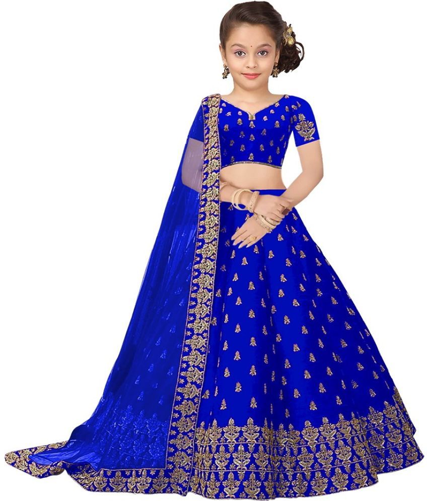     			Trijal Fab Light Blue Silk Girls Lehenga Choli Set ( Pack of 1 )