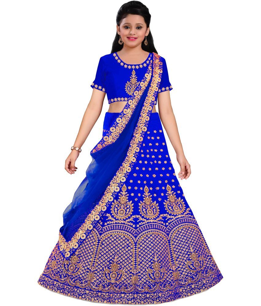     			Trijal Fab Silk Lehenga Choli Set For Girls ( Pack of 1 , Light Blue )