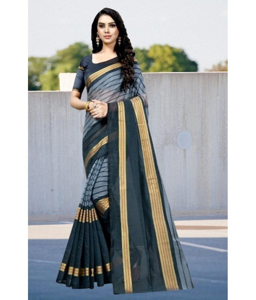     			Vkaran Cotton Silk Applique Saree Without Blouse Piece - Grey ( Pack of 1 )