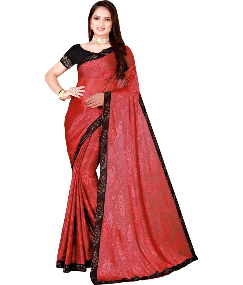     			Vkaran Cotton Silk Solid Saree Without Blouse Piece - Red ( Pack of 2 )