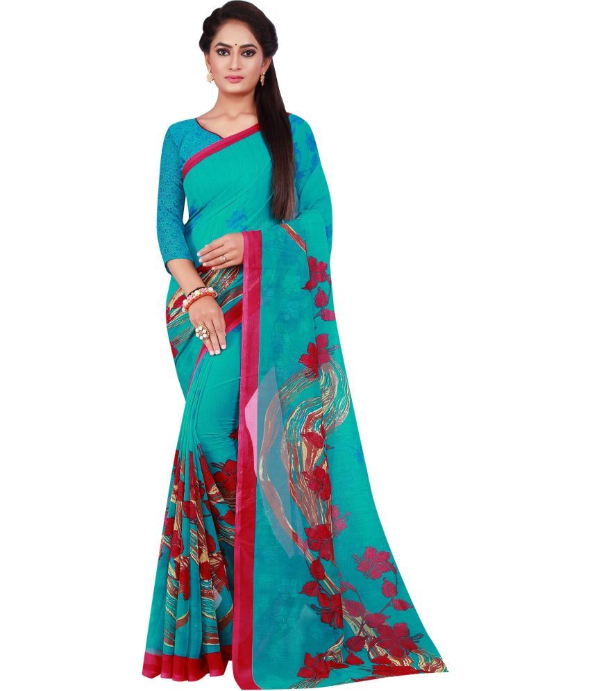     			Vkaran Cotton Silk Solid Saree Without Blouse Piece - Light Blue ( Pack of 1 )