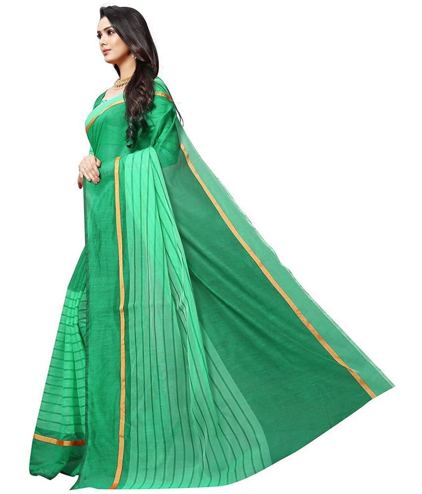     			Vkaran Net Cut Outs Saree With Blouse Piece - Light Green ( Pack of 1 )