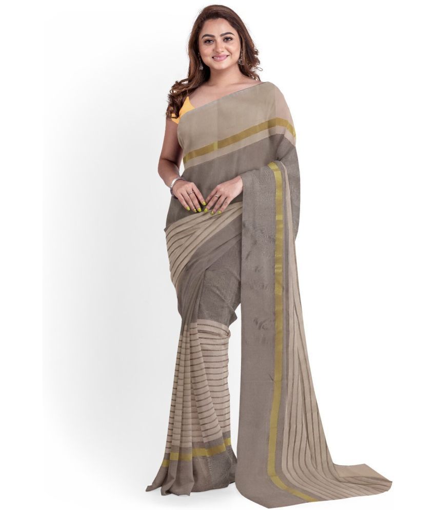     			Vkaran Net Cut Outs Saree With Blouse Piece - Gold ( Pack of 1 )