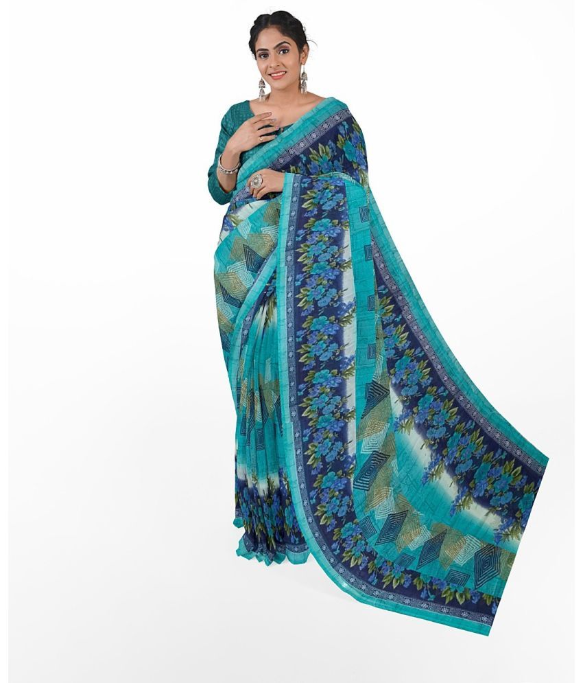     			Vkaran Net Cut Outs Saree With Blouse Piece - Multicolor ( Pack of 1 )