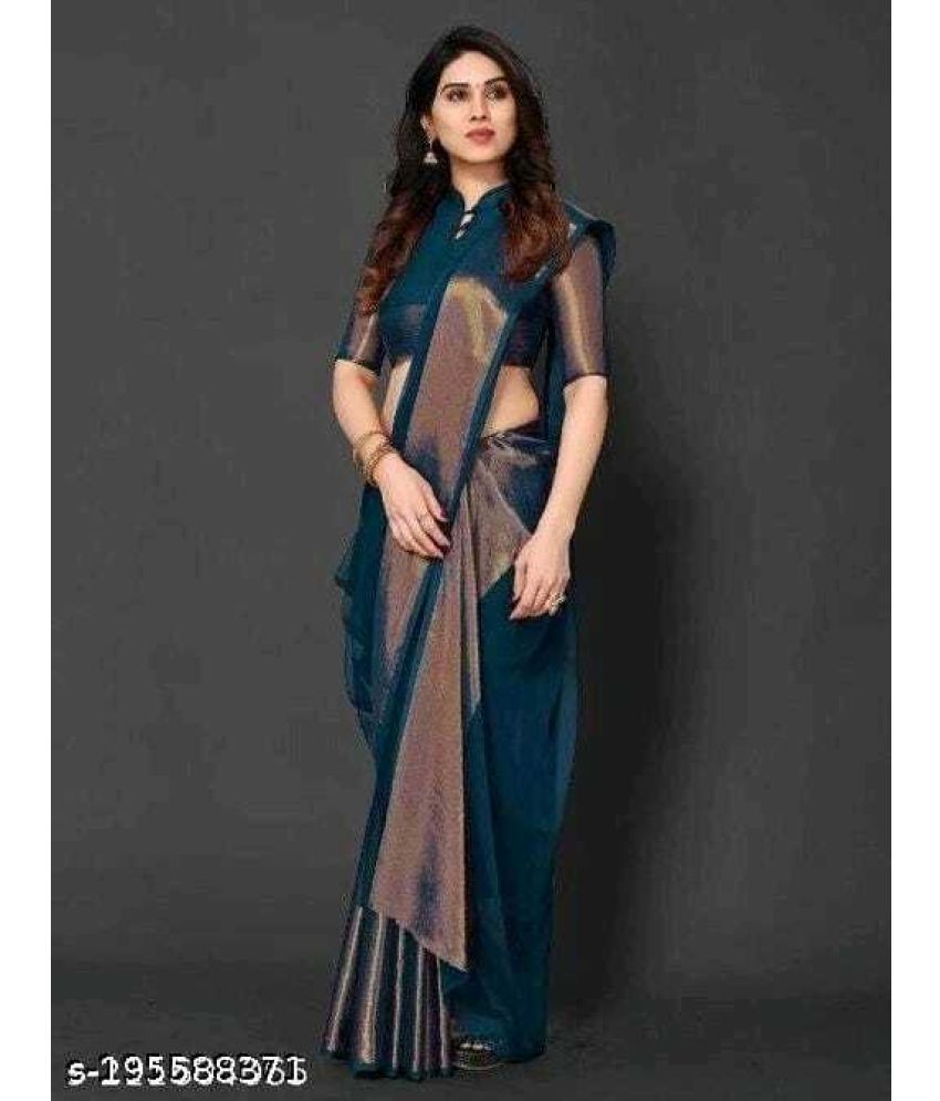     			Vkaran Net Cut Outs Saree With Blouse Piece - Silver ( Pack of 1 )