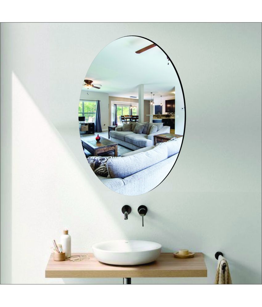     			WallDaddy Mirror Sticker for Wall on Tiles Unbreakable Plastic Wall Mirror Adhesive Mirror Sticker (30 * 20 CM, Unframed, Silver)