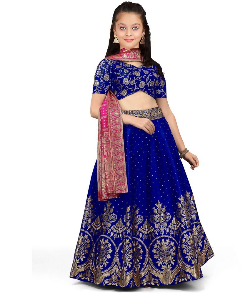     			kedar fab Light Blue Jacquard Girls Lehenga Choli Set ( Pack of 1 )