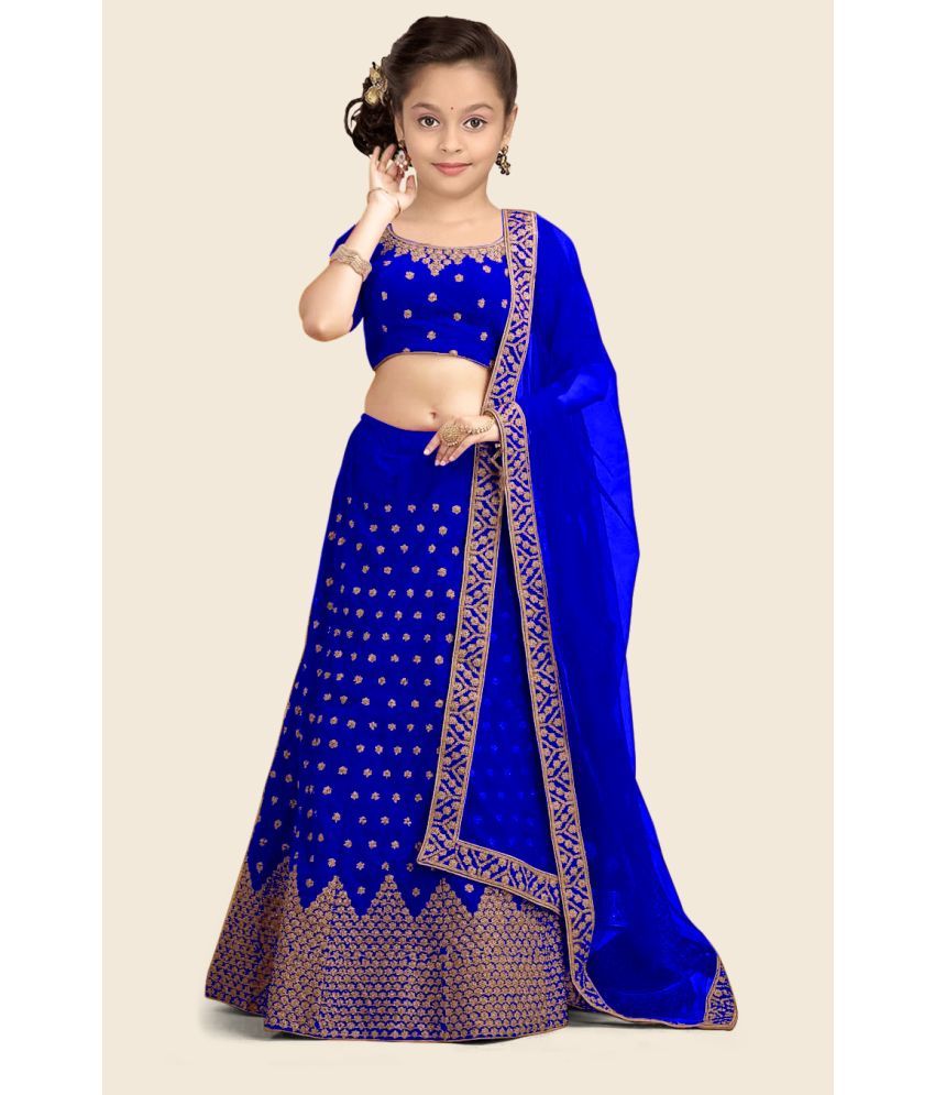     			kedar fab Light Blue Silk Girls Lehenga Choli Set ( Pack of 1 )