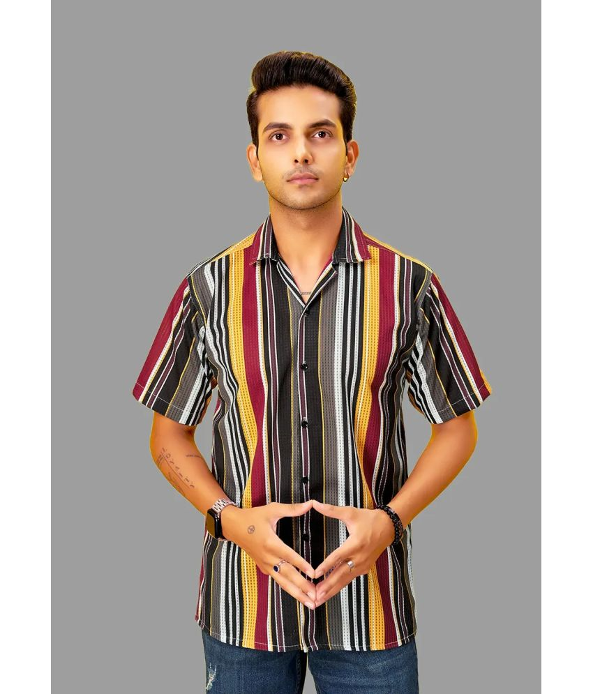     			HARPITA Cotton Blend Oversized Fit Striped Half Sleeves Men's Casual Shirt - Multicolor ( Pack of 1 )