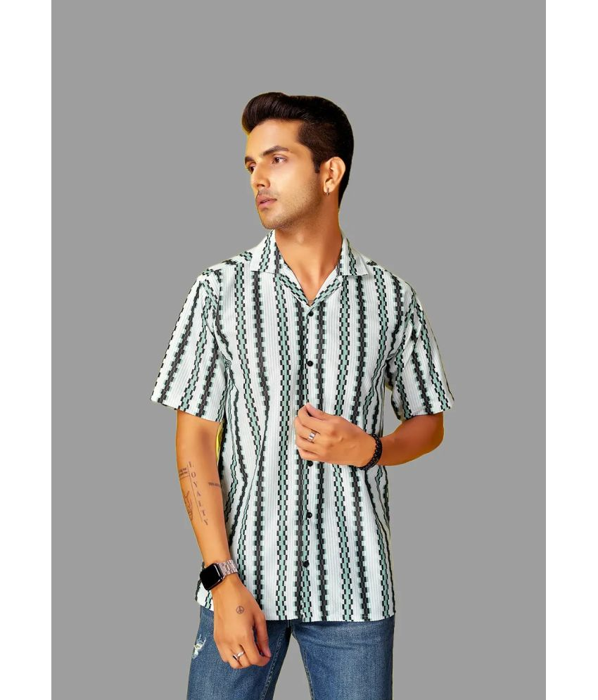     			HARPITA Cotton Blend Oversized Fit Striped Half Sleeves Men's Casual Shirt - Sea Green ( Pack of 1 )