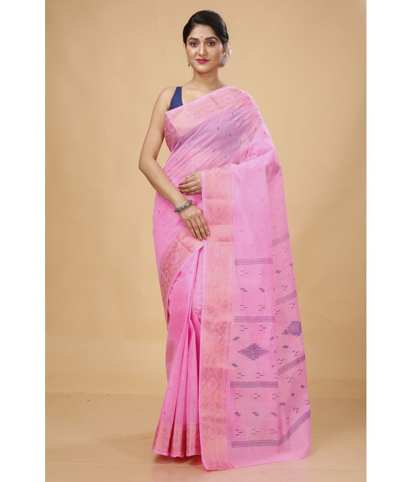     			Happy Creation Cotton Printed Saree Without Blouse Piece - Pink ( Pack of 1 )