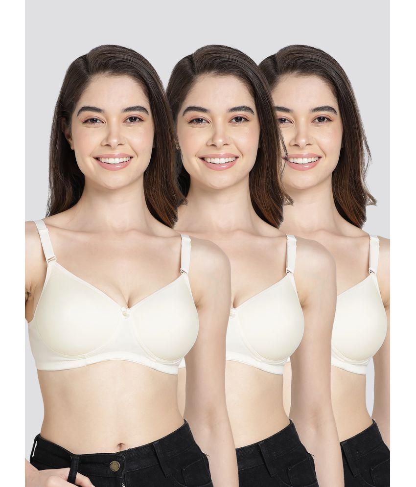     			Kalyani Pack of 3 Cotton Blend Lightly Padded Women's T-Shirt Bra ( Beige ) CHERRY