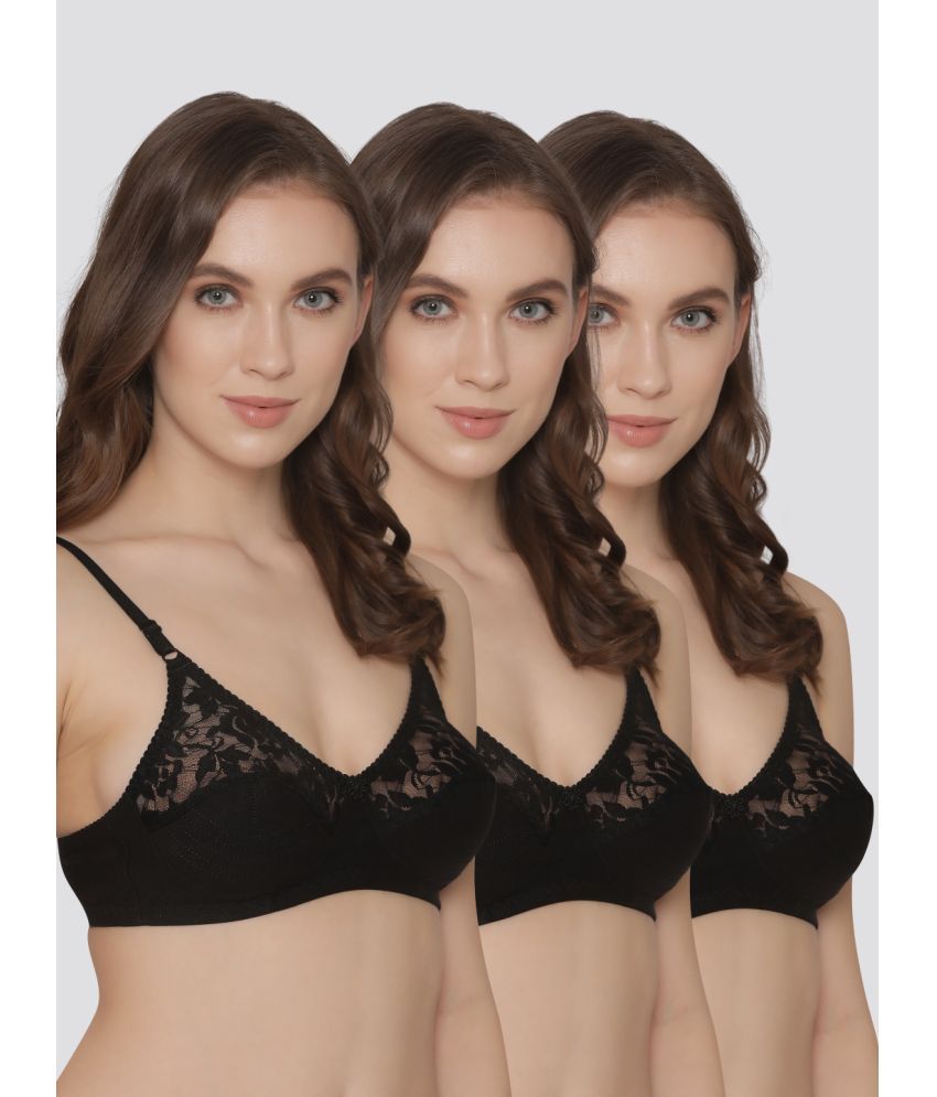     			Kalyani Pack of 3 Net Non Padded Women's Everyday Bra ( Black ) DEEPALI