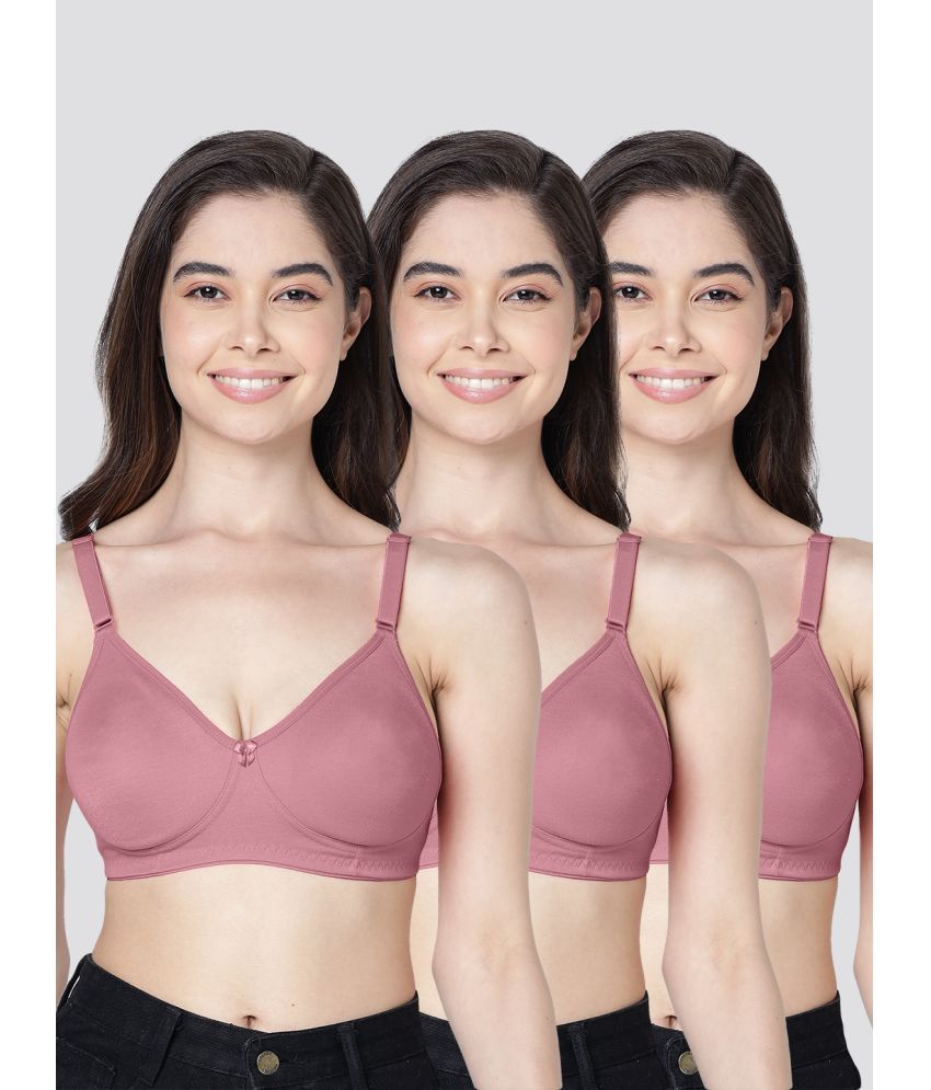     			Kalyani Pack of 3 Cotton Blend Non Padded Women's T-Shirt Bra ( Burgundy ) EVLYN