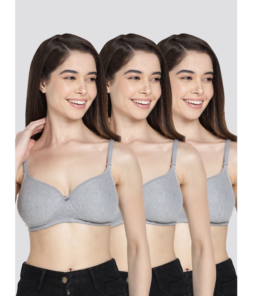     			Kalyani Pack of 3 Cotton Blend Lightly Padded Women's Everyday Bra ( Light Grey ) EMILY