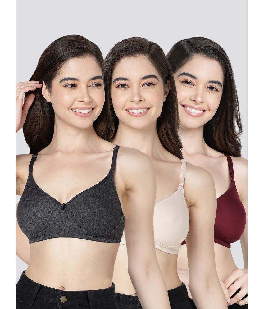     			Kalyani Pack of 3 Cotton Blend Lightly Padded Women's T-Shirt Bra ( Multicolor ) EMILY