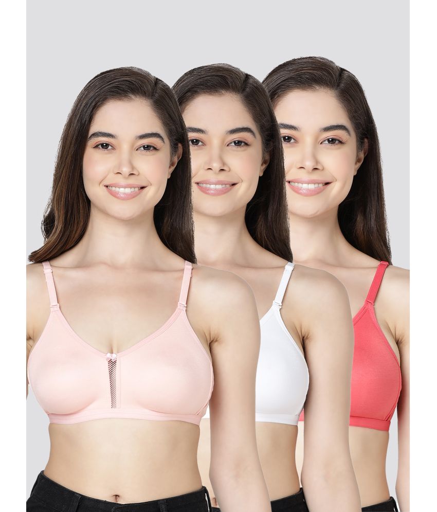     			Kalyani Pack of 3 Cotton Blend Non Padded Women's T-Shirt Bra ( Multicolor ) GLORIA