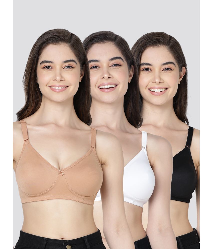     			Kalyani Pack of 3 Cotton Blend Non Padded Women's T-Shirt Bra ( Multicolor ) EVLYN