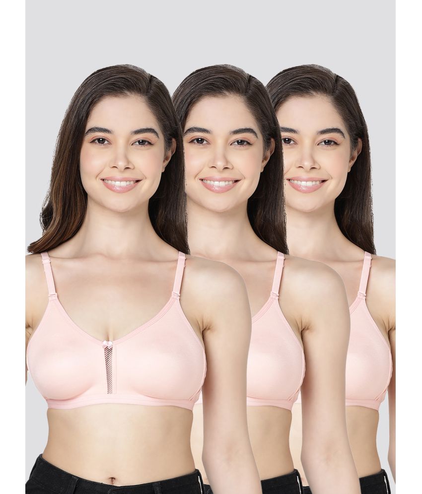     			Kalyani Pack of 3 Cotton Blend Non Padded Women's T-Shirt Bra ( Peach ) GLORIA