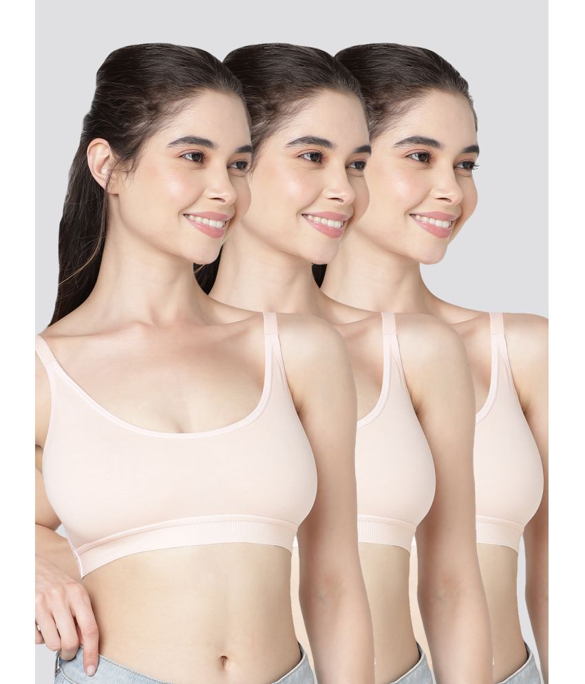     			Kalyani Pack of 3 Cotton Blend Non Padded Women's Teenage Bra ( Peach ) CATHY