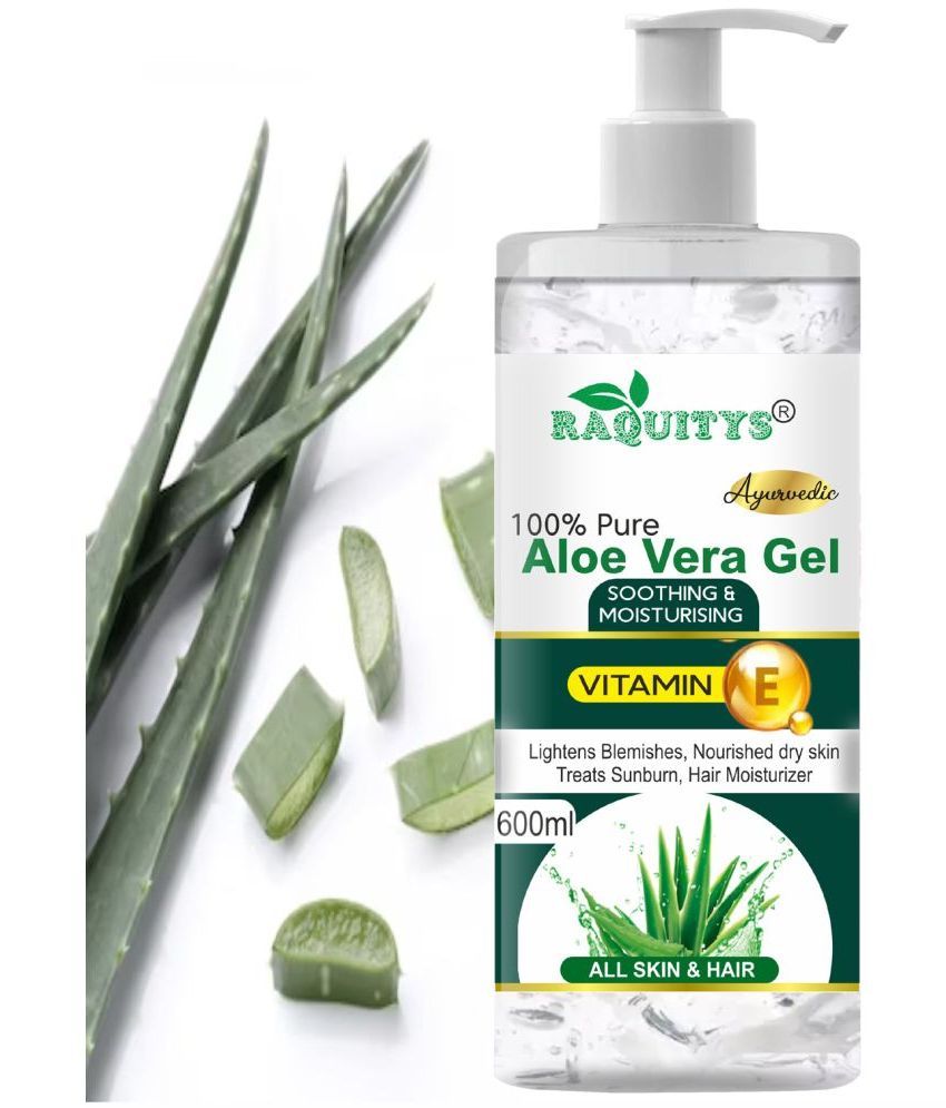     			RAQUITYS Aloe Vera Gel For Skin Acne, Scars, Dark spots Face & Hair 600ML