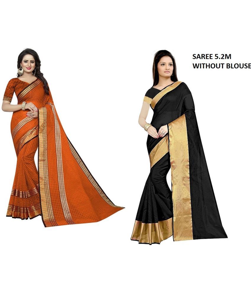     			Saadhvi Cotton Silk Printed Saree With Blouse Piece - Multicolor ( Pack of 2 )