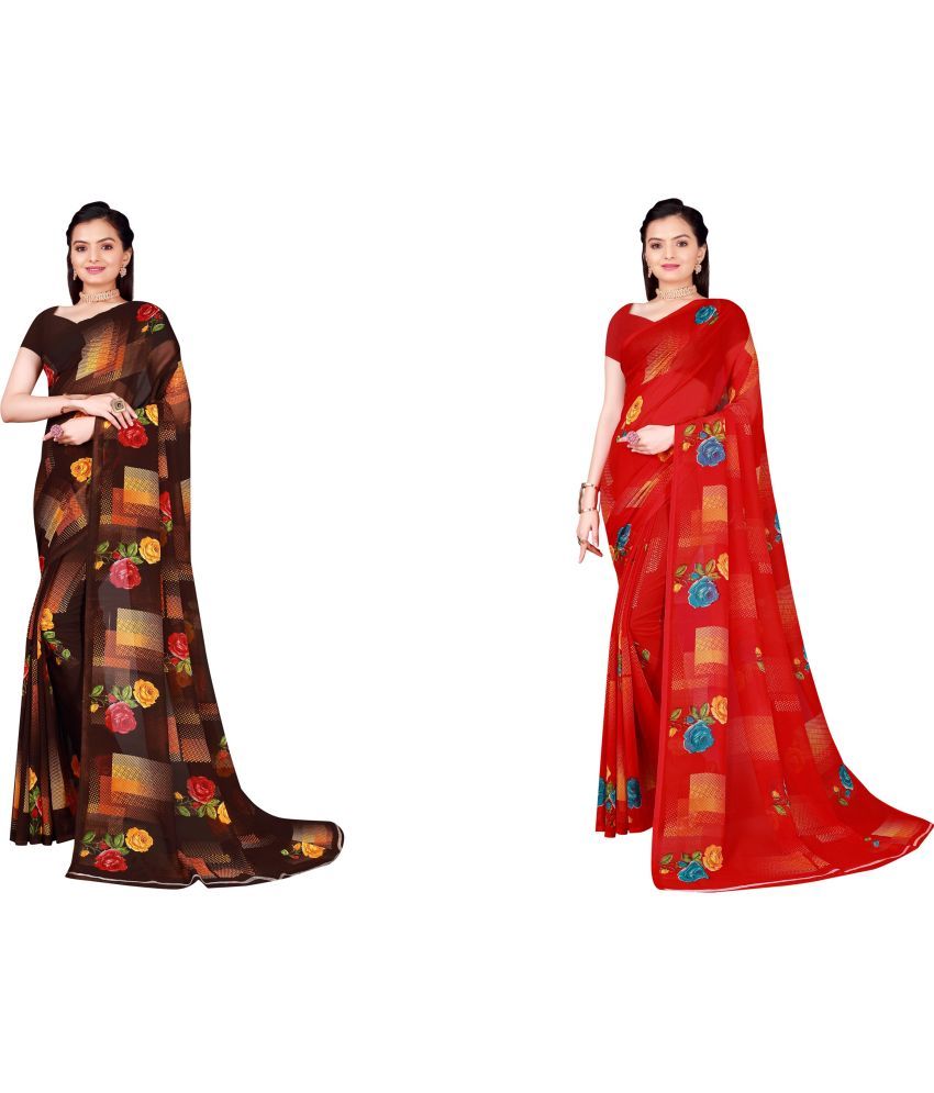     			Saadhvi Cotton Silk Printed Saree With Blouse Piece - Multicolor ( Pack of 2 )