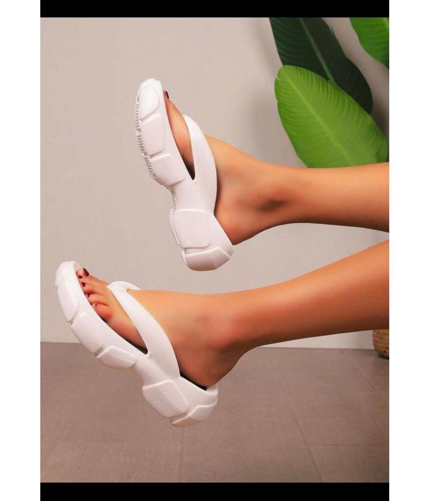     			T-Rock White Women's Slide Flip Flop