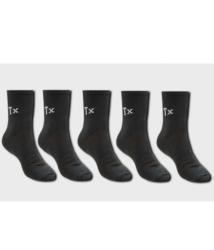     			Texlon Nylon Men's Self Design Black Ankle Length Socks ( Pack of 5 )