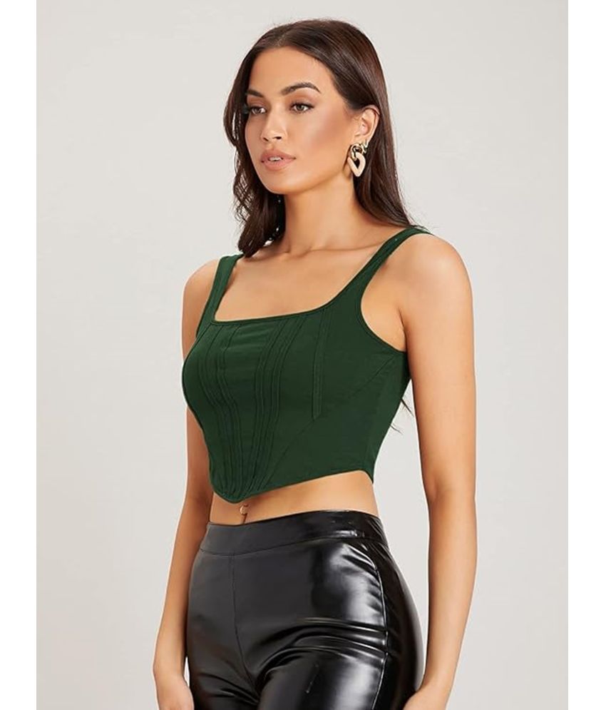     			Westchic Green Crepe Women's Crop Top ( Pack of 1 )