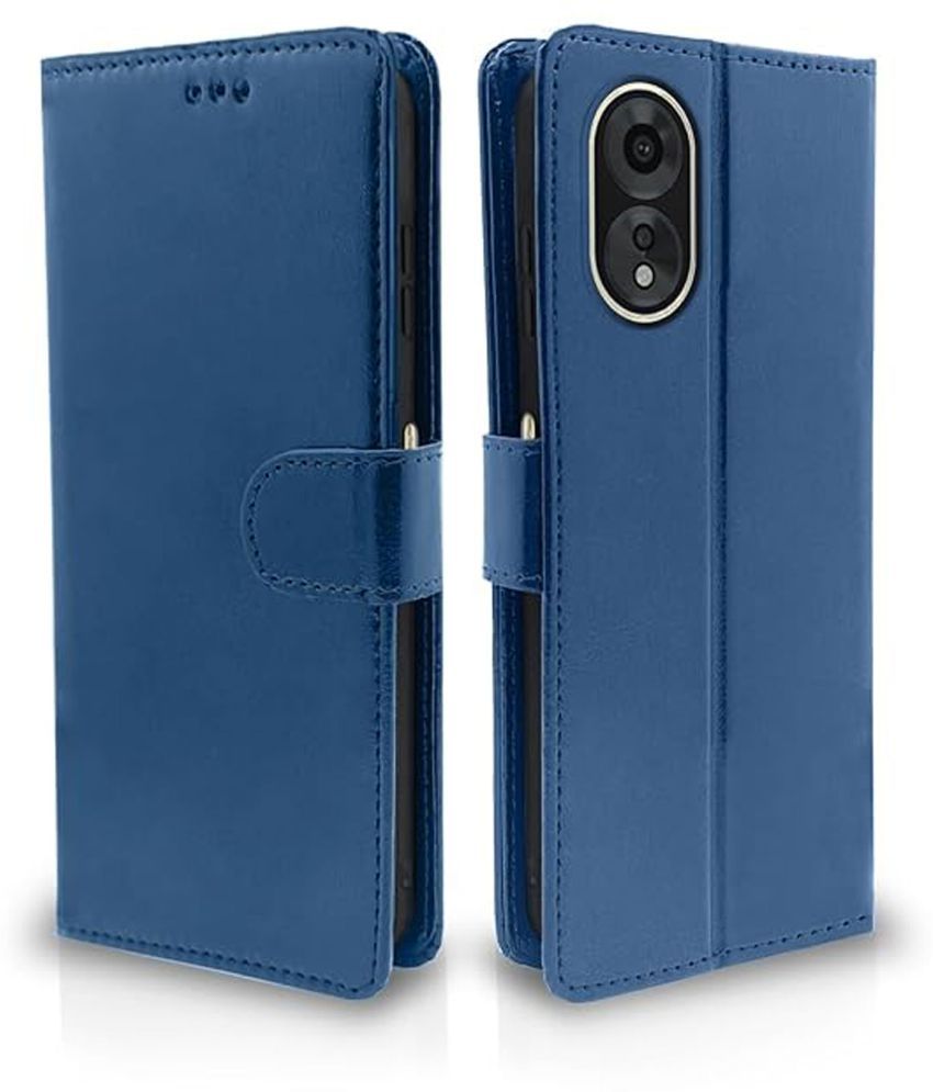     			Brampton Blue Flip Cover Artificial Leather Compatible For Oppo A38 4G ( Pack of 1 )