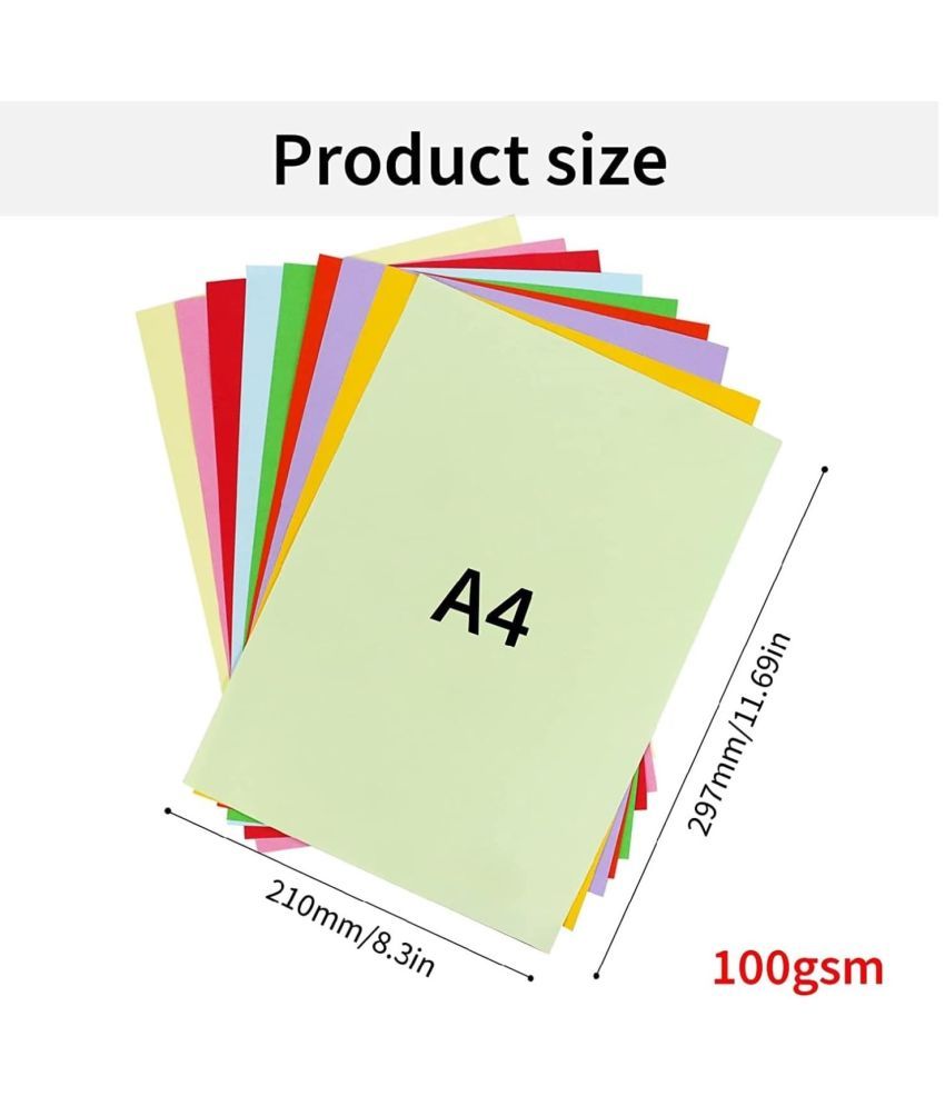     			ECLET 100 pcs Color A4 Medium Size Sheets (10 Sheets Each Color) Art and Craft Paper Double Sided Colored set 36