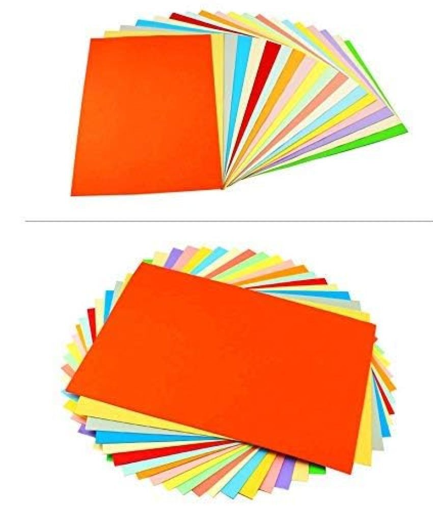     			ECLET 40 pcs Color A4 Medium Size Sheets (10 Sheets Each Color) Art and Craft Paper Double Sided Colored set 253