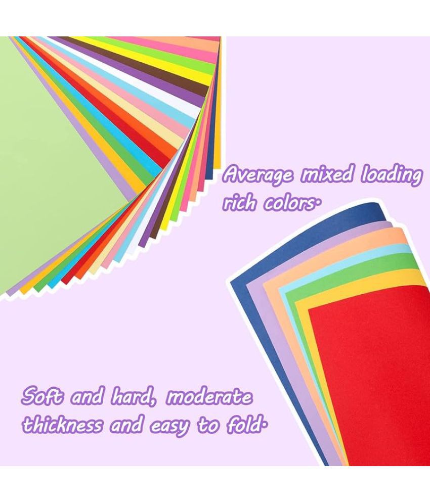     			ECLET 40 pcs Color A4 Medium Size Sheets (10 Sheets Each Color) Art and Craft Paper Double Sided Colored set 143