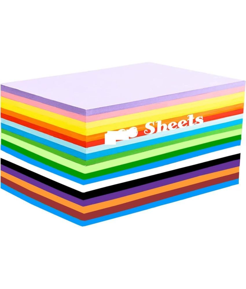     			ECLET 40 pcs Color A4 Medium Size Sheets (10 Sheets Each Color) Art and Craft Paper Double Sided Colored set 70