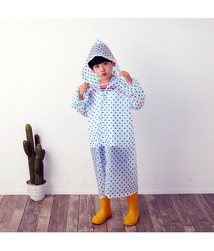     			Infispace Kid's Rainy Days in Style and Comfort with Blue Colour Polka Dot Printed Raincoat(Pack of 1)