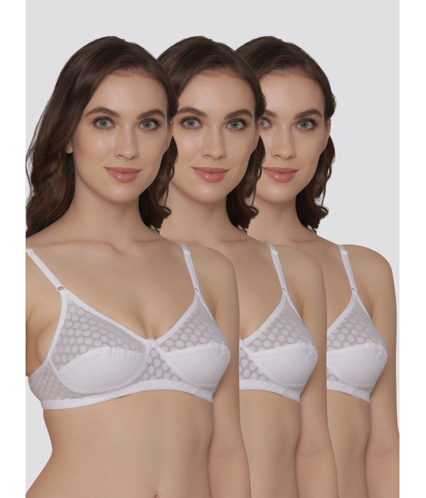     			Kalyani Pack of 3 Cotton Blend Non Padded Women's Everyday Bra ( White ) MOON