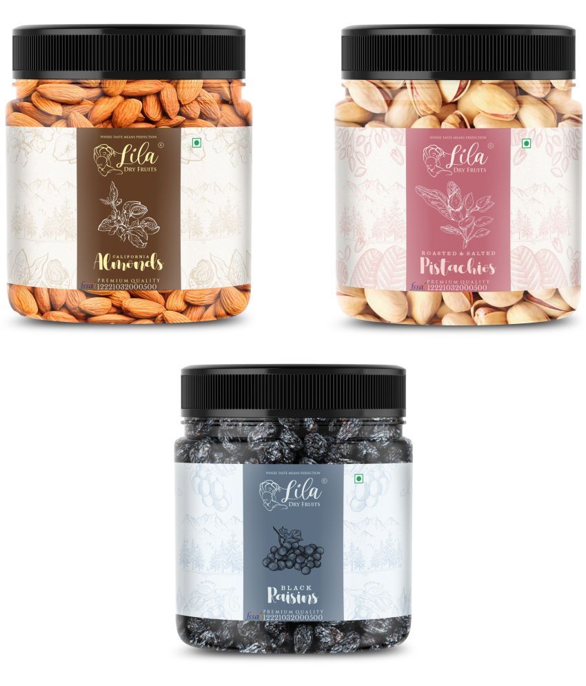     			Lila Dry Fruits Almond(500gm),Pistachios(500 gm) Black Raisin(500gm) Combo |Badam Pista Kishmish