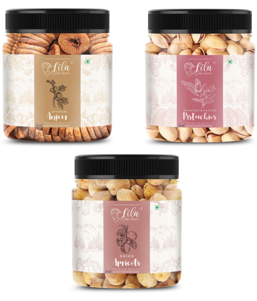     			Lila Dry Fruits Figs (250gm), Pista(250gm) & Apricot(250 gm) Combo | Kaju Pista Khubani Combo