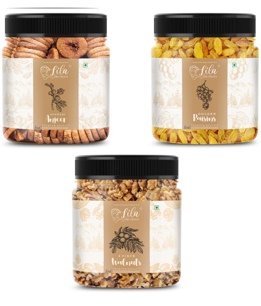     			Lila Dry Fruits Figs (250gm),Walnut(250gm) & Green Raisin(250 gm) Combo | Kaju Akhrot Kishmish