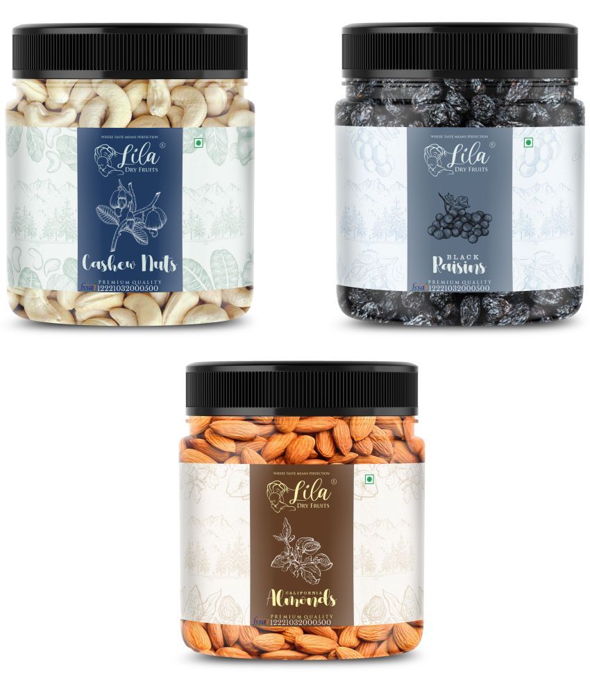     			Lila Dry Fruits Cashew (500gm), Almond(500gm) & Black Raisin(500 gm) Combo | Kaju Badam Kishmish